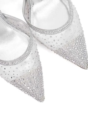 Dune London Silver Standard Fit Charismatic Pointed Metallised Fibre Slingback Heels - Image 6 of 6
