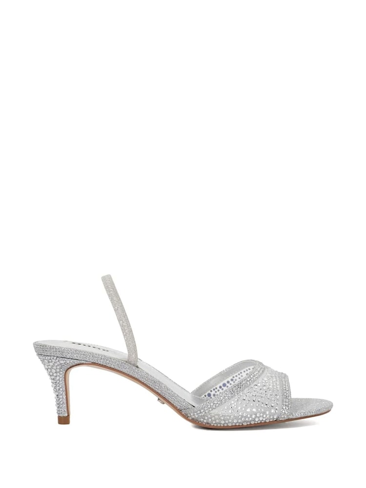 Dune London Silver Standard Fit Mariko Mesh Kitten Heels - Image 1 of 6