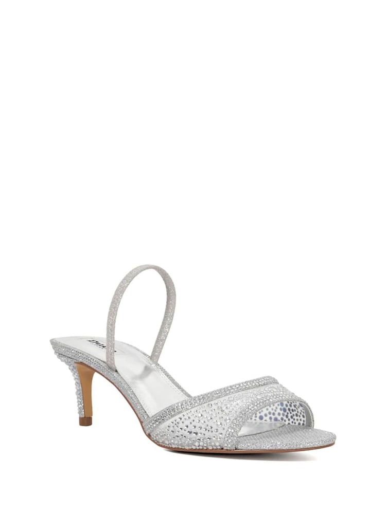 Dune London Silver Standard Fit Mariko Mesh Kitten Heels - Image 2 of 6