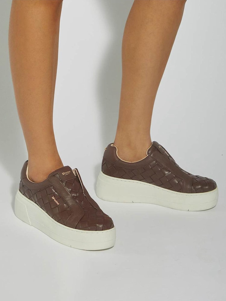 Dune London Tan Brown Esthie Slip On Trainers - Image 1 of 6