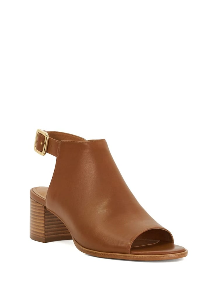 Dune London Tan Joupe Block Heel Mule Shoes - Image 3 of 6