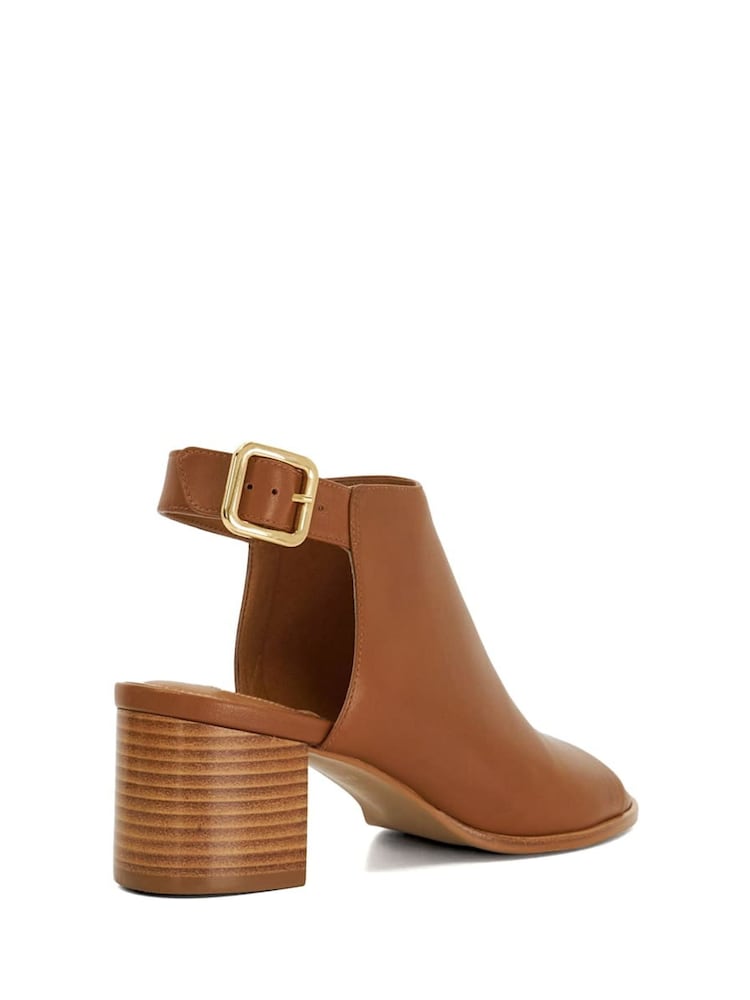 Dune London Tan Joupe Block Heel Mule Shoes - Image 4 of 6