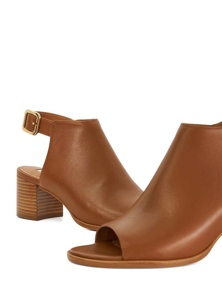 Dune London Tan Joupe Block Heel Mule Shoes - Image 5 of 6