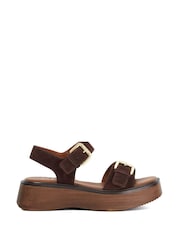 Dune London Brown Luno Buckle Flatform Sandals - Image 2 of 6