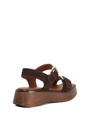Dune London Brown Luno Buckle Flatform Sandals - Image 4 of 6