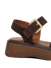 Dune London Brown Luno Buckle Flatform Sandals - Image 6 of 6