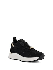 Dune London Black Eras Fly Knit Runner Trainers - Image 2 of 5