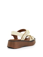 Dune London Cream Luno Buckle Flatform Sandals - Image 3 of 6
