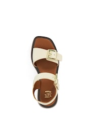 Dune London Cream Luno Buckle Flatform Sandals - Image 4 of 6