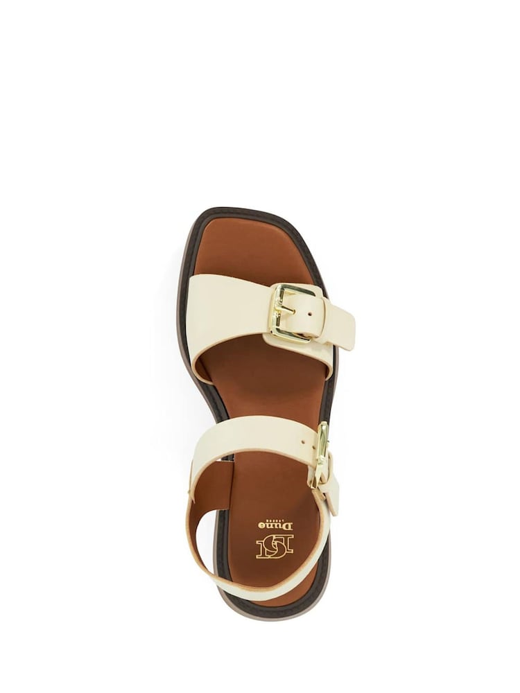 Dune London Cream Luno Buckle Flatform Sandals - Image 4 of 6
