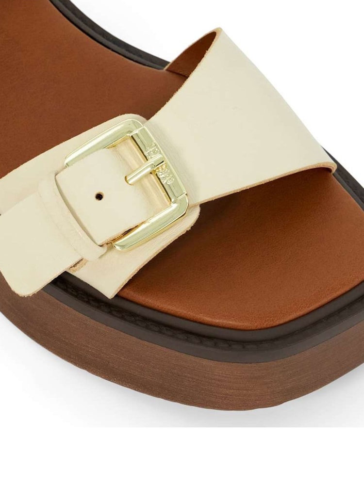 Dune London Cream Luno Buckle Flatform Sandals - Image 5 of 6
