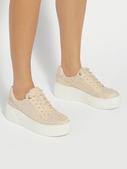 Розовый - Dune London Episode Flatform Lace Up Sport Trainers - Image 1 of 6