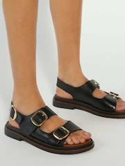 Dune London Black Luckles Triple Buckle Chunky Sandals - Image 1 of 6