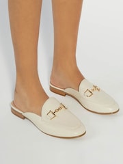 Dune London Cream Regular Fit Glair Branded Snaffle Leather Trim Shoes - Image 1 of 6