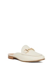 Dune London Cream Regular Fit Glair Branded Snaffle Leather Trim Shoes - Image 3 of 6