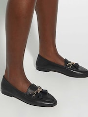 Dune London Charcoal Black Standard Fit Flexible Sole Graysons Tassel Leather Loafers - Image 1 of 6