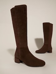 Dune London Brown Tayla Smart Stretch High Leg Boots - Image 2 of 8