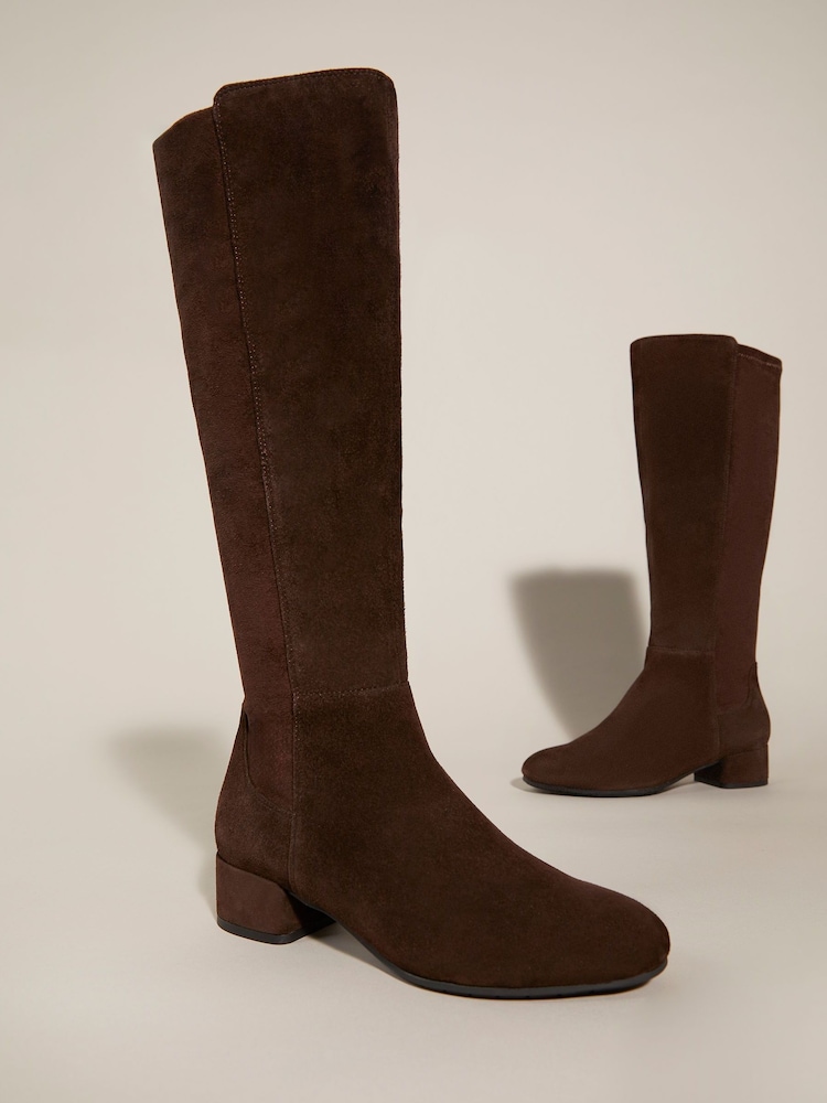 Dune London Brown Tayla Smart Stretch High Leg Boots - Image 2 of 8