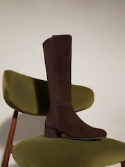 Dune London Brown Tayla Smart Stretch High Leg Boots - Image 3 of 8