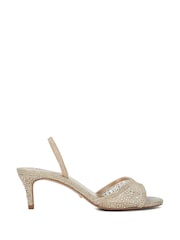 Dune London Gold Regular Fit Mariko Mesh Kitten Heels - Image 1 of 6