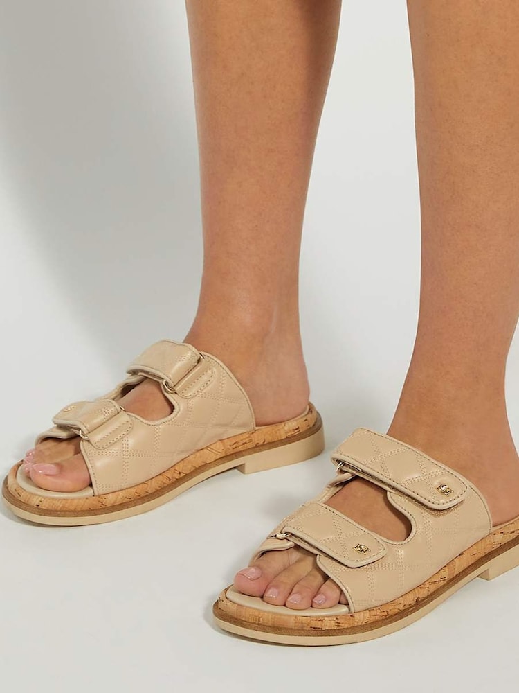 Dune London Brown Lottais Quilt Backless Sliders - Image 1 of 6