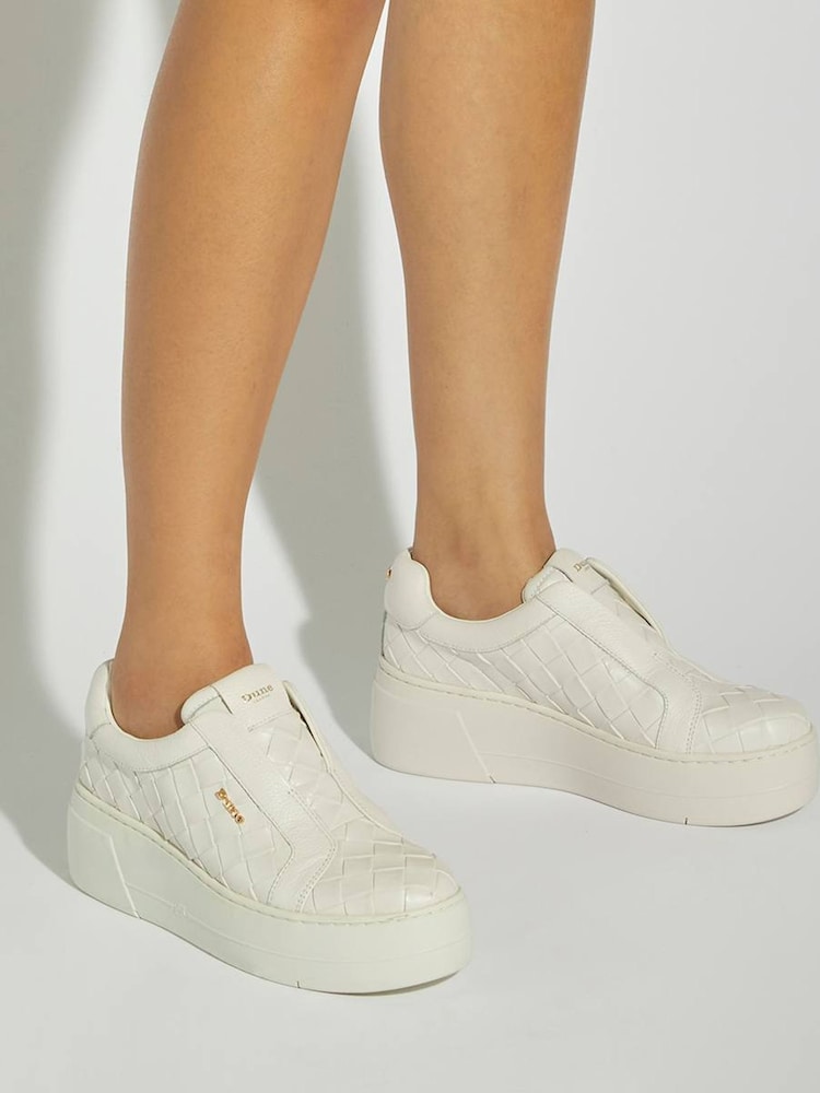 Dune London Pearl White Esthie Slip On Trainers - Image 1 of 6 Dune London Pearl White Esthie Slip On Trainers - Image 1 of 6