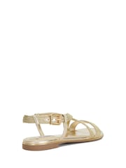 Dune London Gold Brown Lope Cross Over Strap Sandals - Image 3 of 6