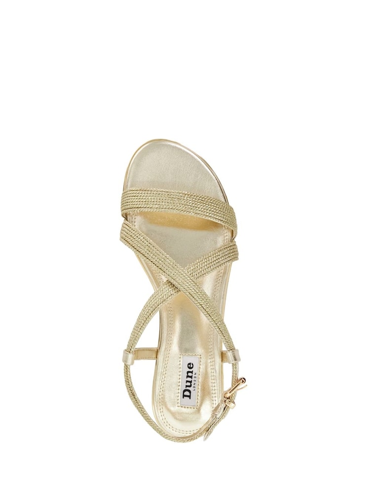 Dune London Gold Brown Lope Cross Over Strap Sandals - Image 4 of 6