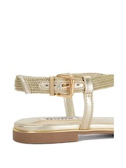 Dune London Gold Brown Lope Cross Over Strap Sandals - Image 5 of 6