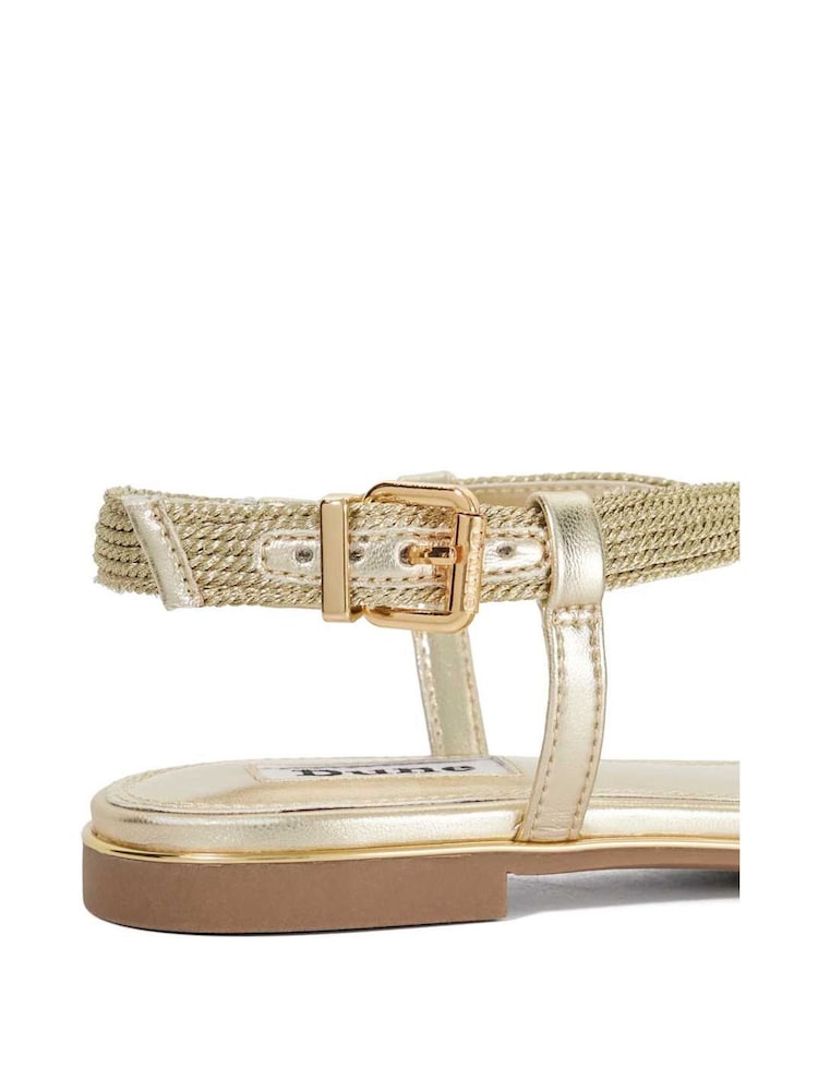 Dune London Gold Brown Lope Cross Over Strap Sandals - Image 5 of 6