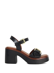 Dune London Black Dark Jupiter Buckle Flatform Sandals - Image 1 of 5