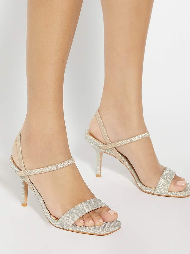 Gold - Dune London Methodical Elastic Square Toe Sandals Heels - Bild 1 von 6 Gold - Dune London Methodical Elastic Square Toe Sandals Heels - Bild 1 von 6