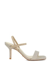 Dune London Gold Methodical Elastic Square Toe Sandals Heels - Image 2 of 6