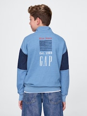 Gap Blue Vintage Soft Half-Zip Logo Pullover (4-13yrs) - Image 2 of 5
