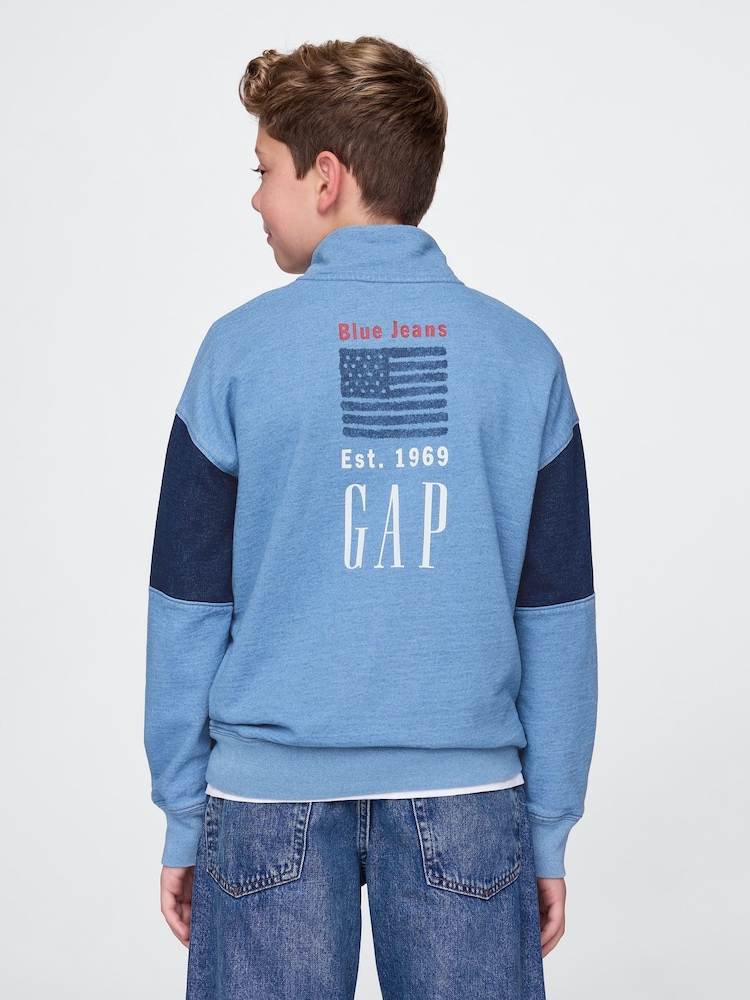 Gap Blue Vintage Soft Half-Zip Logo Pullover (4-13yrs) - Image 2 of 5