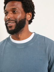 FatFace Arne Mid Blue Long Sleeve Heavyweight Relaxed Fit T-Shirt - Image 3 of 5