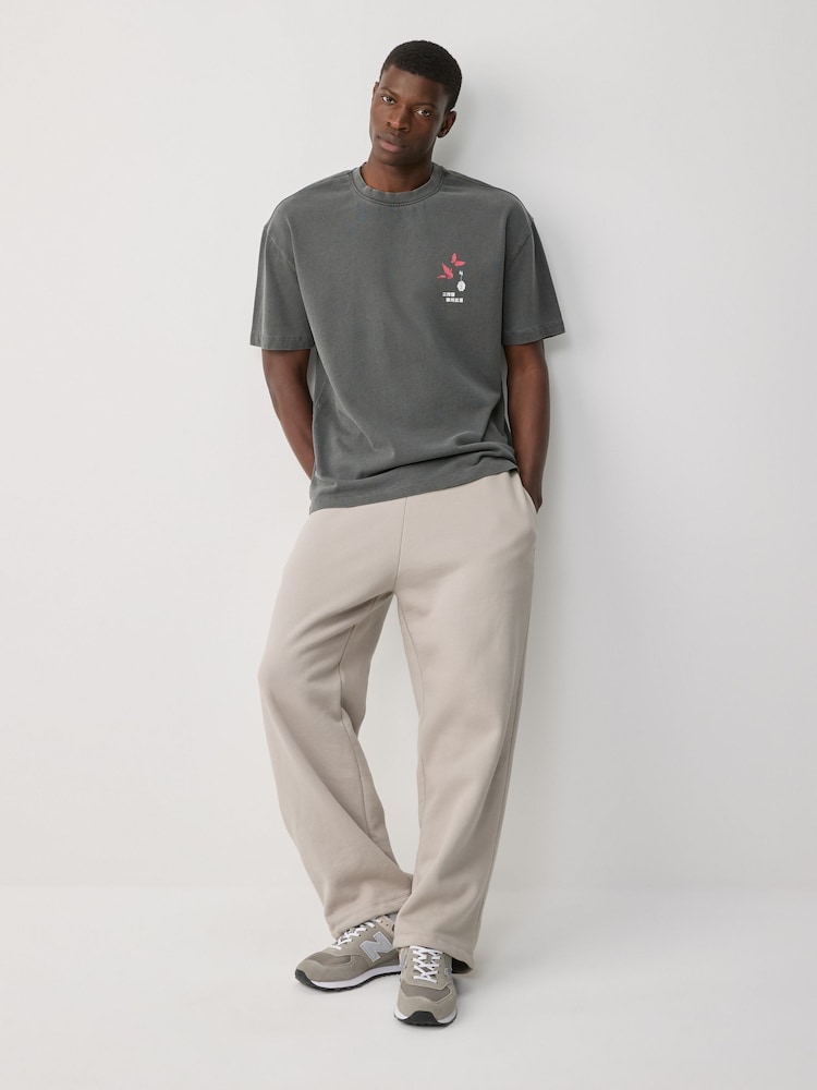 Charcoal Grey Hiroshige Relaxed Fit Artist License 100% Cotton T-Shirt - Image 3 of 8