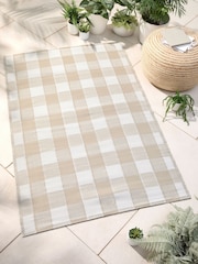 Dreams & Drapes Natural Gingham UV Resistant Outdoor Rug - Image 1 of 4