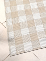 Dreams & Drapes Natural Gingham UV Resistant Outdoor Rug - Image 2 of 4