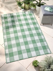 Dreams & Drapes Green Gingham UV Resistant Outdoor Rug - Image 1 of 4