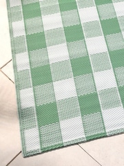 Dreams & Drapes Green Gingham UV Resistant Outdoor Rug - Image 2 of 4