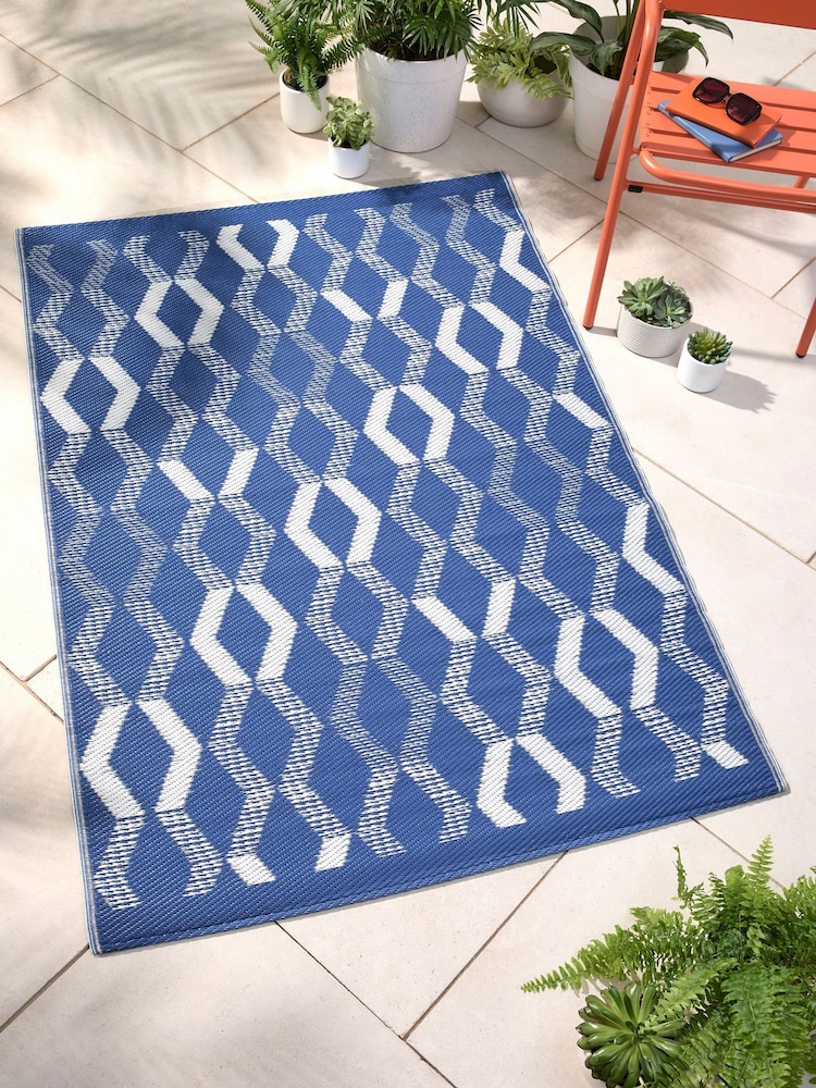 Fusion Blue Rico Outdoor UV Resistant Outdoor Rug - Image 1 of 3