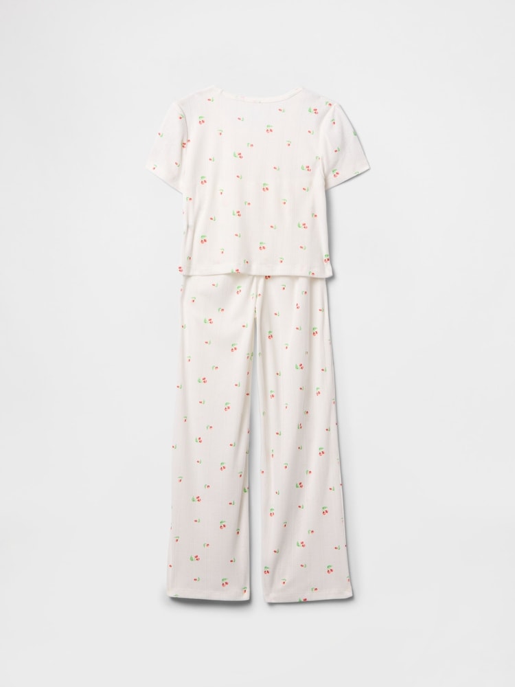 Gap White Cherry Pointelle Long Pyjamas (6-13yrs) - Image 2 of 3