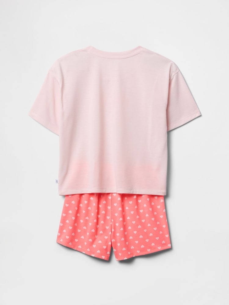 Roze met hartjesprint - Gap pointelle pyjama met korte broek (6-13jaar) - Image 2 of 3