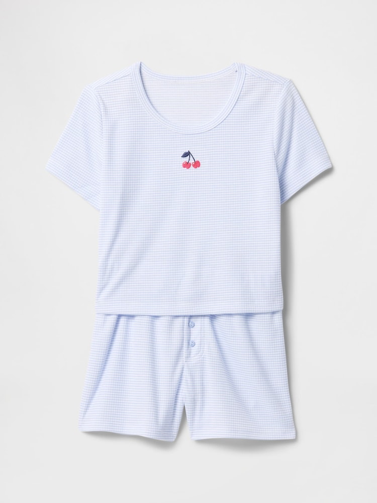 Gap Blue Cherry Pointelle Short Pyjamas (6-13yrs) - Image 1 of 3