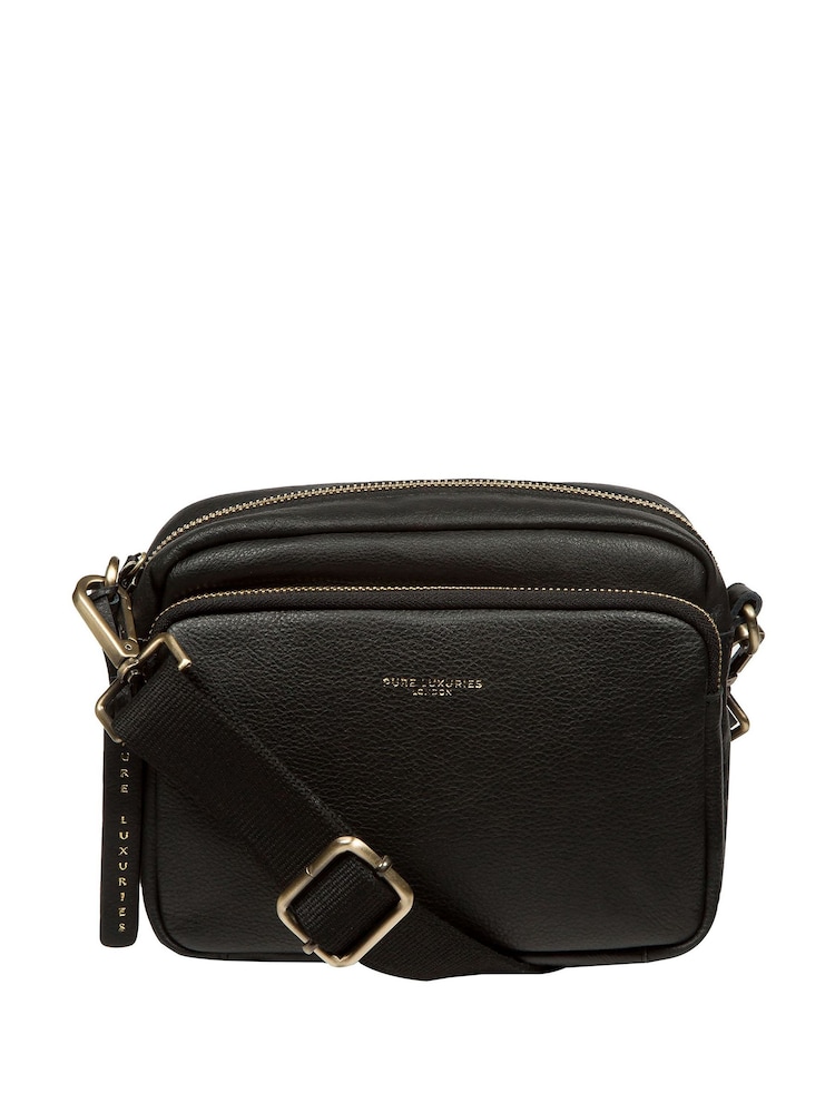 Pure Luxuries London 'Froome' Leather Cross-Body Black Bag - Image 1 of 7