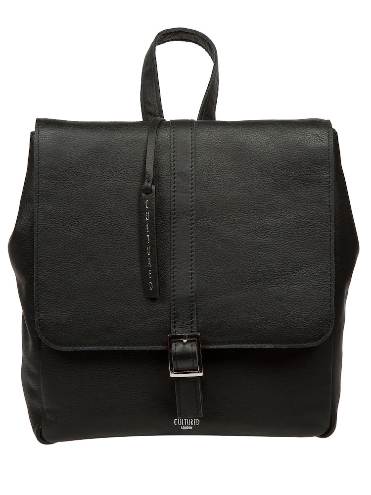 Cultured London 'Danica' Leather Black Backpack - Image 1 of 7