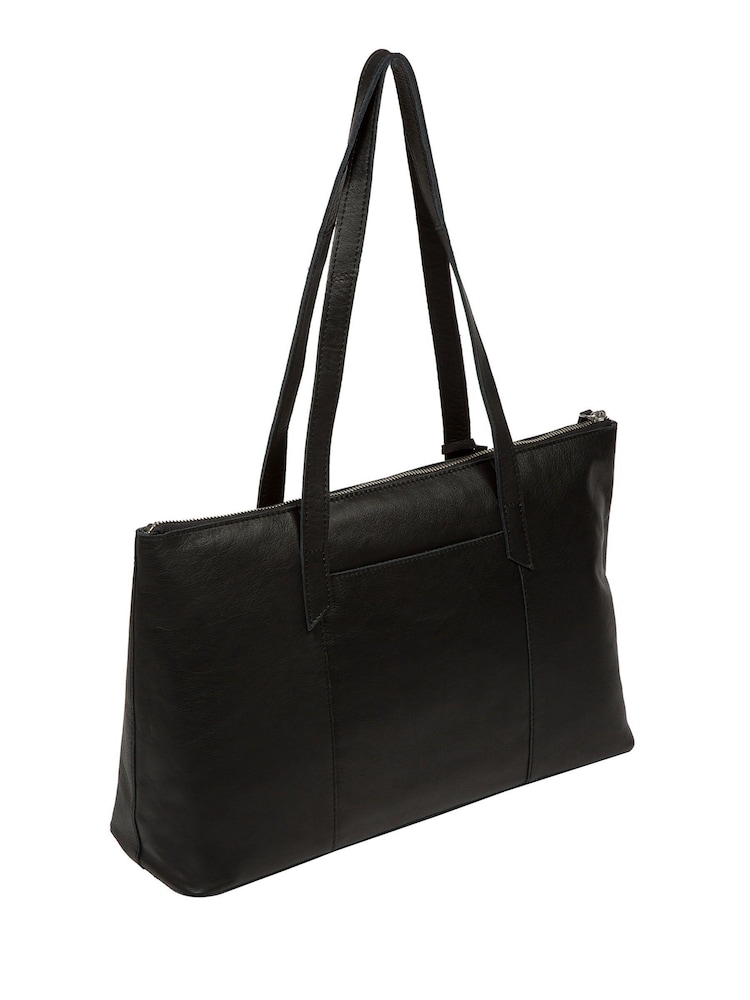 Cultured London 'Marlowe' Leather Black Tote Bag - Image 2 of 7