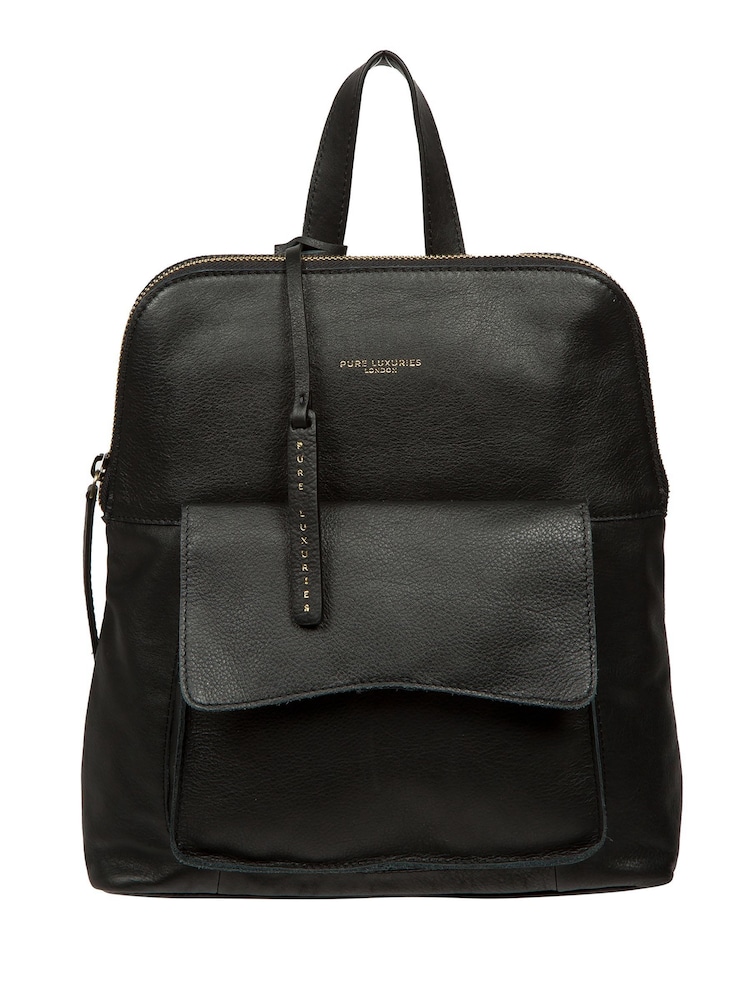 Pure Luxuries London 'Harrogate' Leather Black Backpack - Image 1 of 7