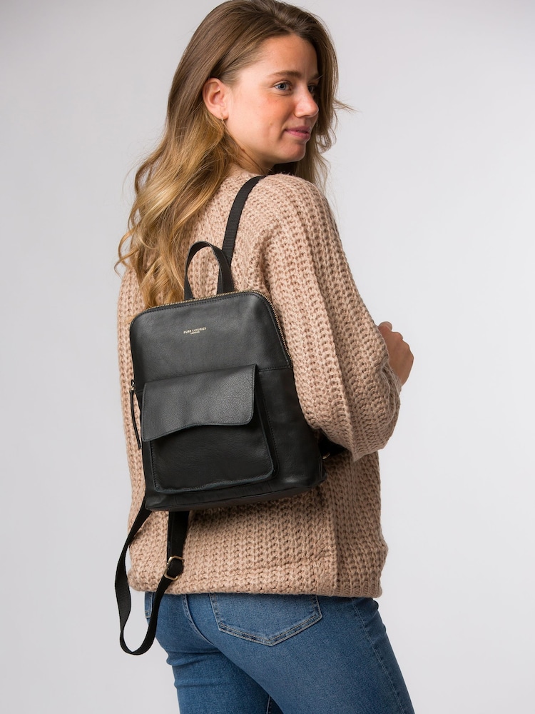 Pure Luxuries London 'Harrogate' Leather Black Backpack - Image 7 of 7 Pure Luxuries London 'Harrogate' Leather Black Backpack - Image 7 of 7